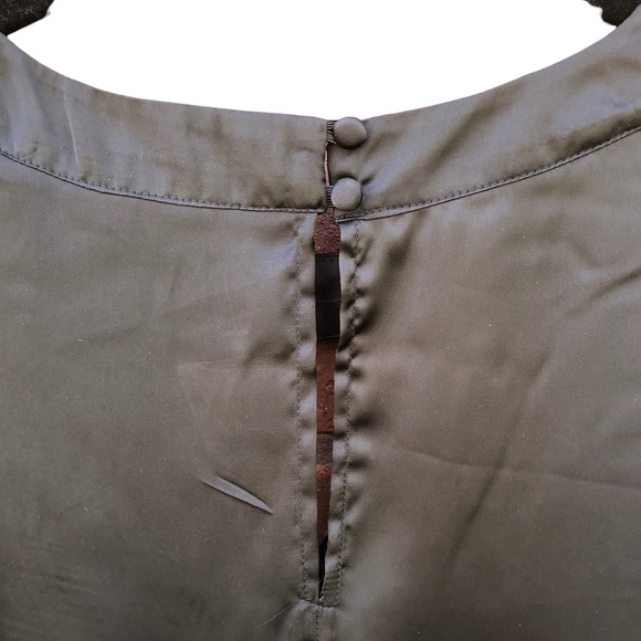 Ellos 12 Black Blouse Shirt Popover Satin Split Bell Sleeves Peep Keyhole Button - Picture 8 of 9